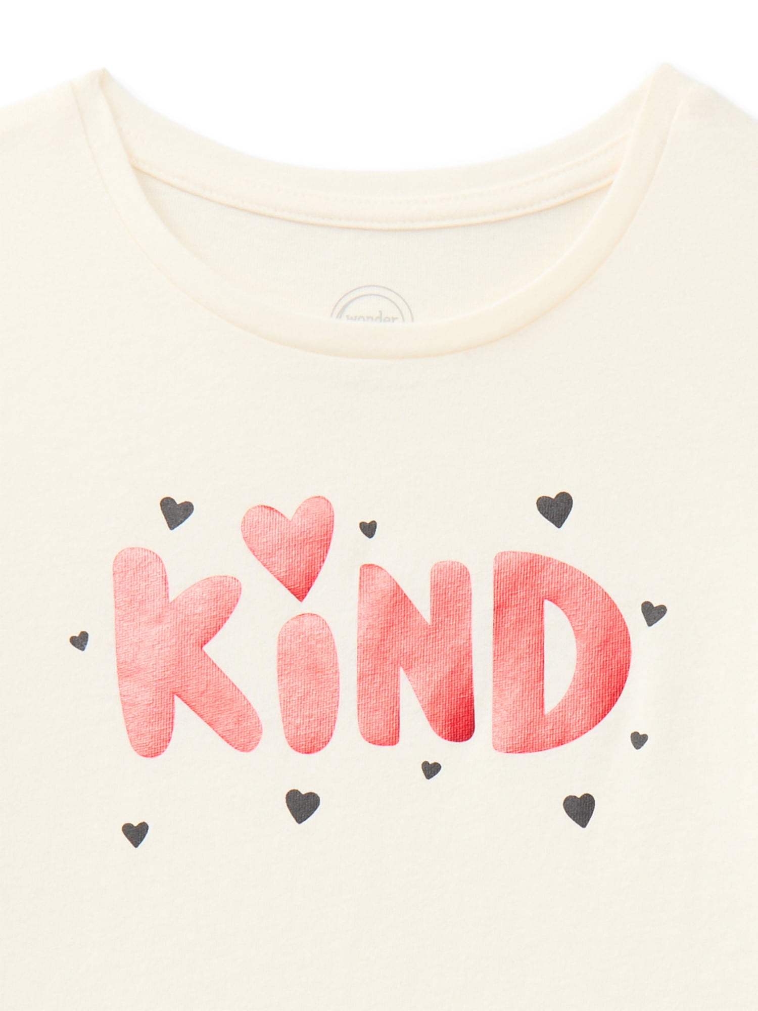 Wonder Nation Girls Gathered Shoulder Tee with Long Sleeves, Sizes 4-10