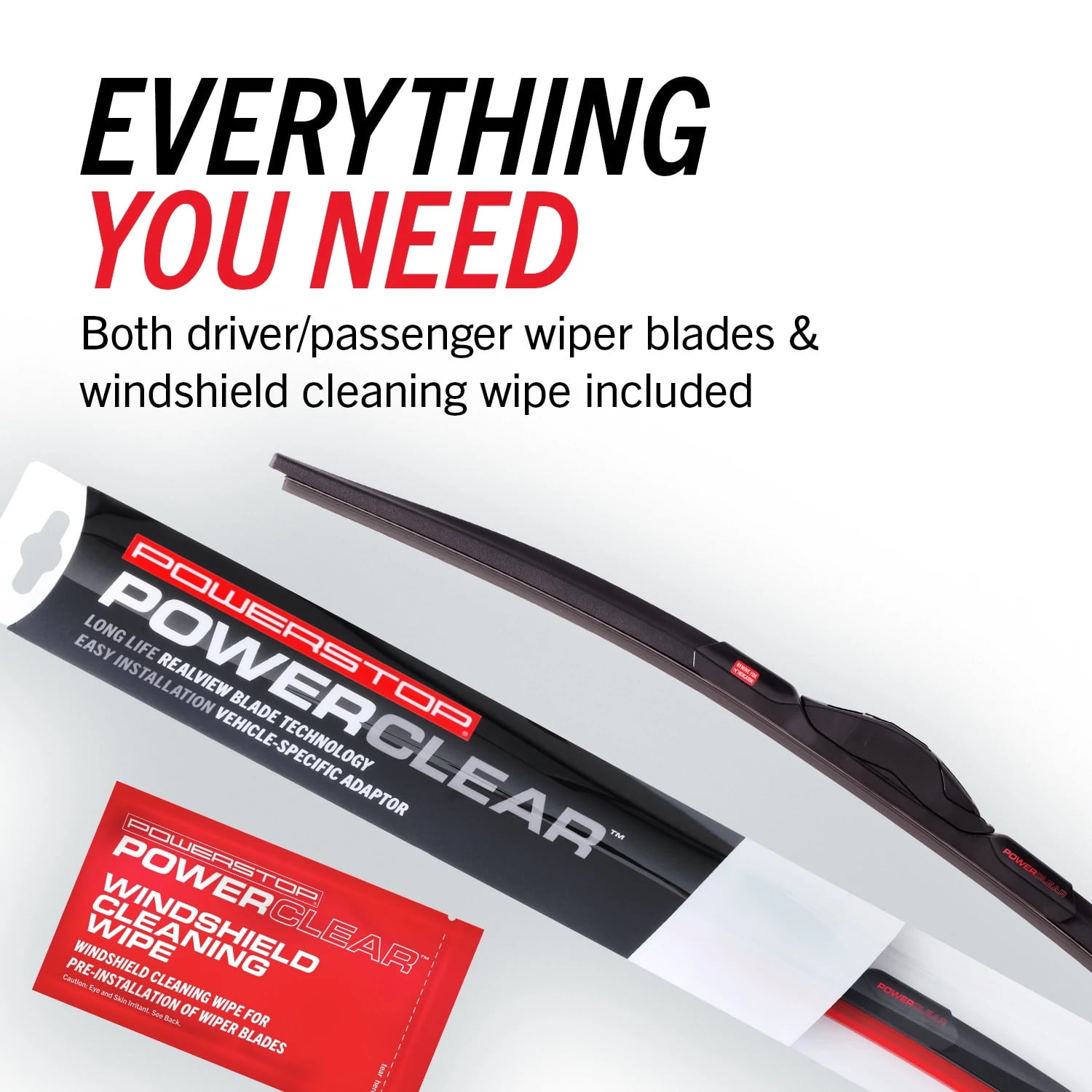 PowerClear by PowerStop PCK-2620-1 Front 26" + 20" Windshield Wiper Blade Set J-Hook Type For Toyota Camry, Ford Edge, Chrysler Town & Country, Toyota Highlander, Dodge Grand Caravan [Model Specific]