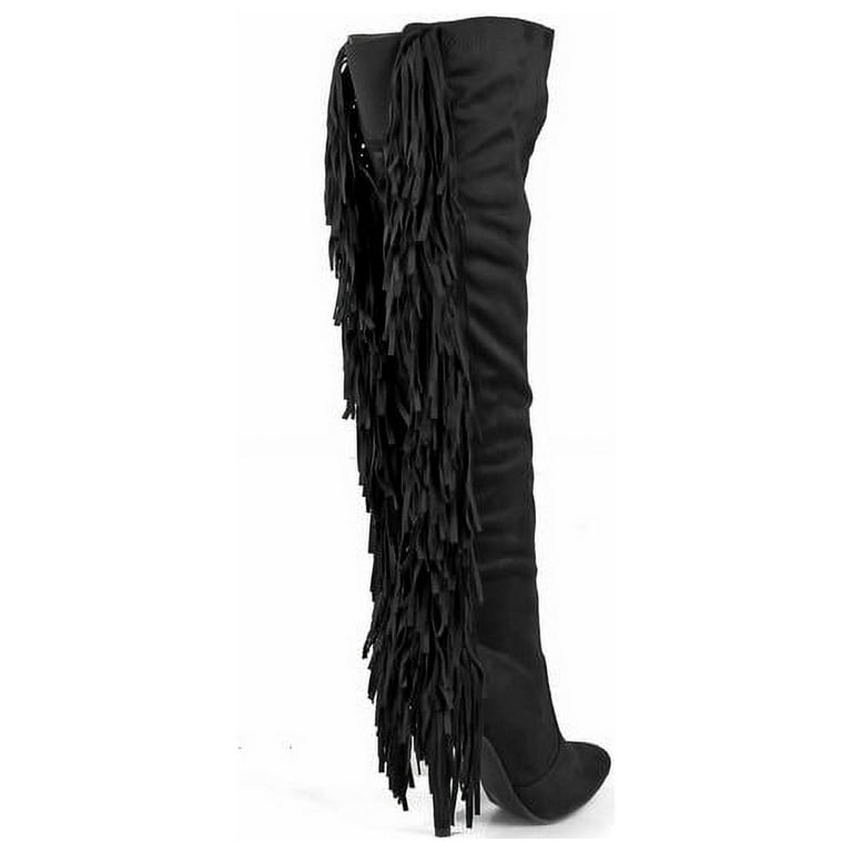 Nature Breeze Fringe Women s High Heel Boots