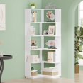 thumbnail image 2 of Tribesigns 6-Tier Corner Bookshelf, 64.9 Inch Tall Bookcase with Anti-Drop Panel, Modern Freestanding Corner Shelf Display Rack Storage Organizer for Home Office, Living Room, White, 2 of 8