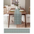 thumbnail image 4 of Table Runner 72 Inches Long for Kitchen Dining, Teal Pink Dresser Scarf Farmhouse, Dining Table Decorations for Wedding/Parties, Vintage Floral Watercolor Boho Ethnic 14 x 72 In, 4 of 9