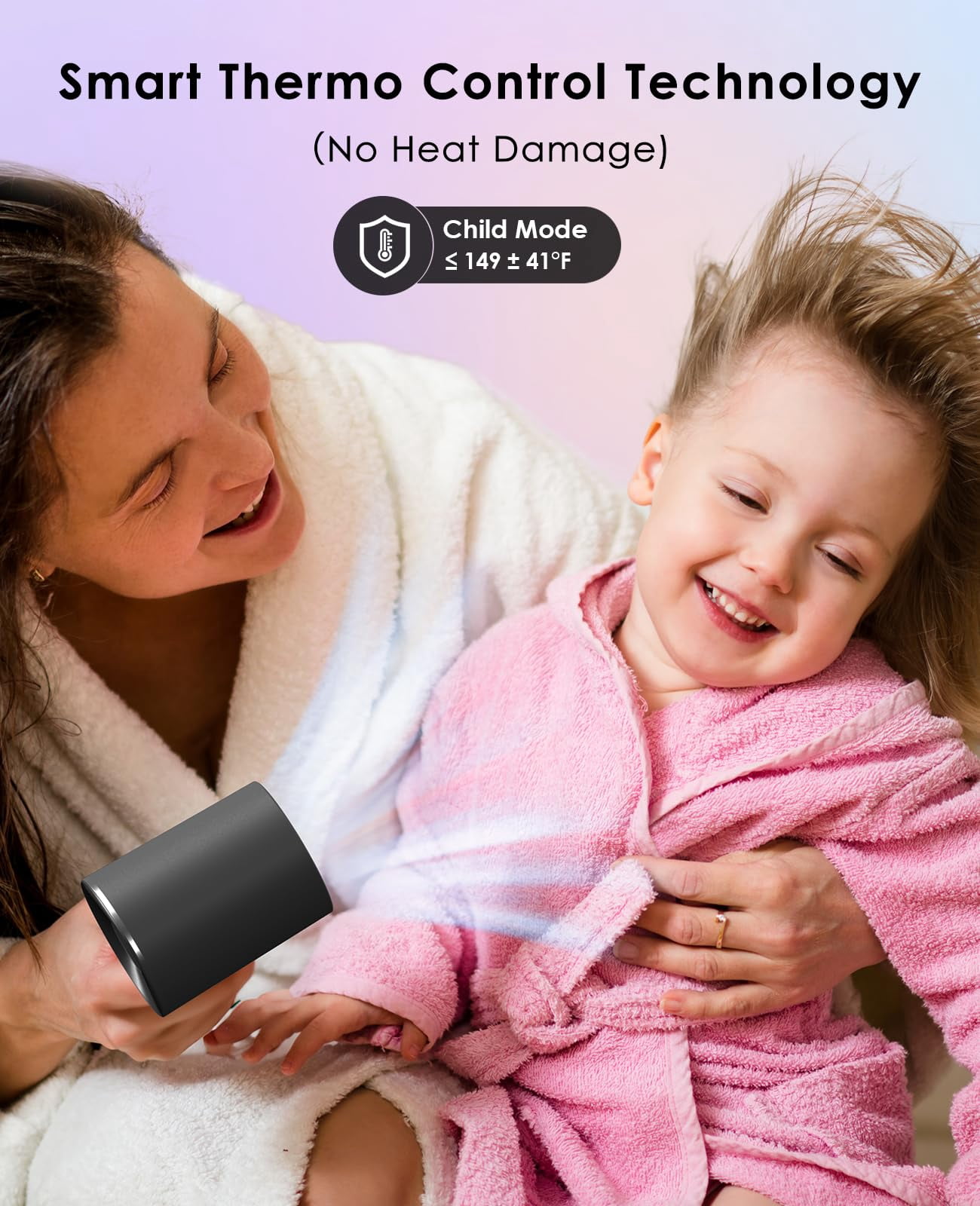 Negative Ionic Hair Dryer with 110,000 RPM Motor - High-Speed Lightweight Blow Dryer for Travel & Home Use, Fast Drying Low Noise Hair Drier with Smooth Nozzle, Black