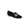 Pre-owned|Michael Kors Womens Suede Gold Tone Star Print Low Heel Loafers Black Size 9