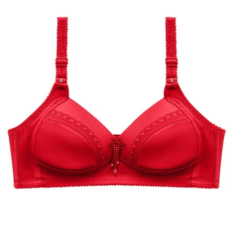 Womens Bra and Panty Sets Seamless Bra Feature V-Neck Full-Figure Bra Style W-1879 Red 3XL