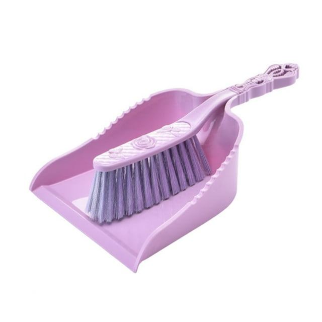 Mini Dustpan and Brush Set Plastic Lightweight for Cleaning Keyboard Desktop (Purple)