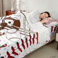 thumbnail image 4 of Erosebridal Beige & Brown Dripping Baseball Field & Bats Graphic Queen Sheet Sets 4 Pieces, Baseball Graphic Bed Set for Boys And Girls Kids,Lightweight Room Decor, 4 of 5