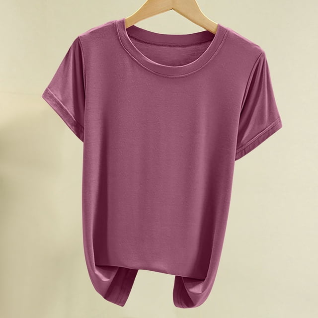 Shorts pour Femmes, Short pour Femmes, Haut à Manches Courtes Col Rond Uni pour Femmes