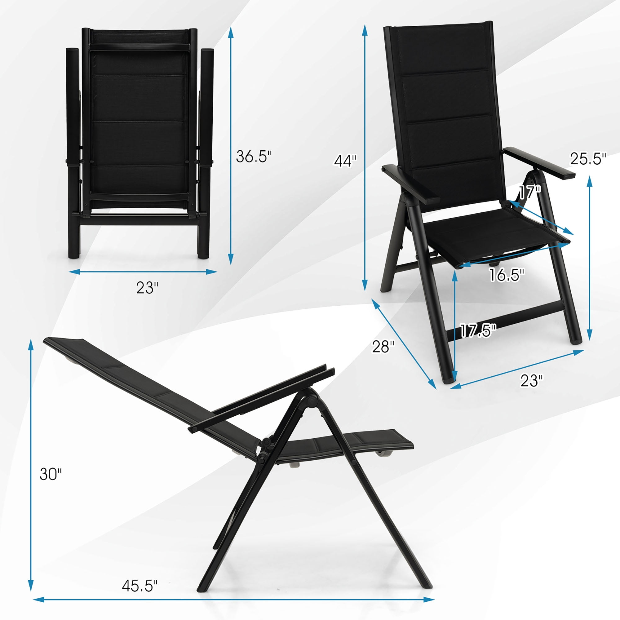 Gymax Patio Folding Chairs Lightweight Outdoor Dining Chairs w/ Padded Seat