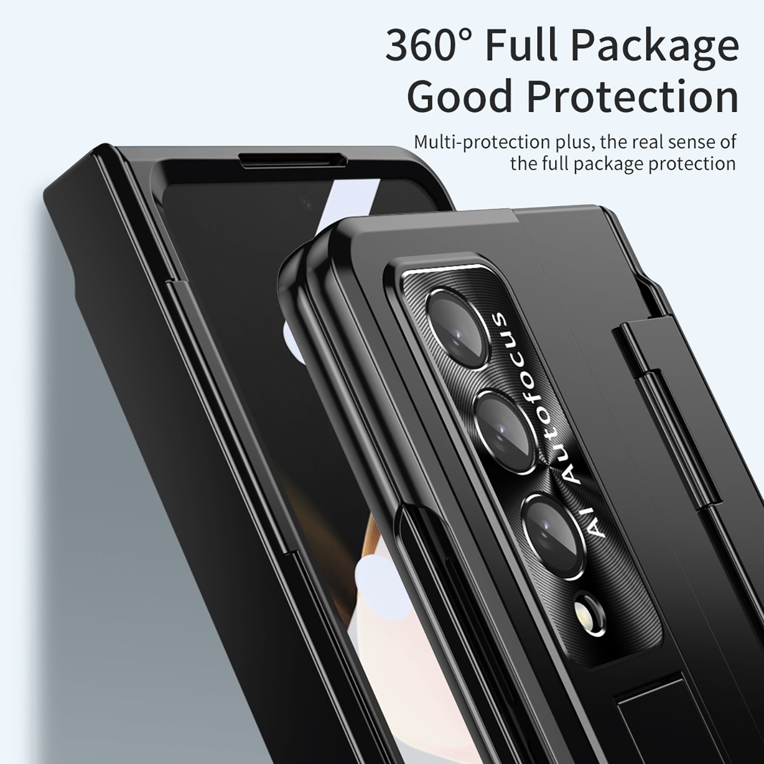 for Samsung Galaxy Z Fold 4 Case Magnetic Hinge Protection Built-in S Pen Holder with Front Glass Kickstand All-Inclusive PC Shockproof Case Wireless Charging for Samsung Z Fold 4 5G 2022, Black