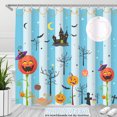 thumbnail image 1 of Vibrant Halloween Shower Curtain with Whimsical Pumpkins & Bats, 1 of 4