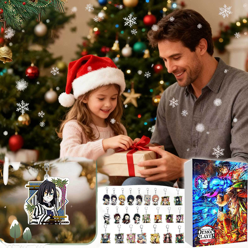 New Anime Nezuko Keychain Surprise Blind Box, New Year Advent Calendar Gift Box, Christmas 24-Day Countdown Acrylic Ornament Toys, Xmas Gift