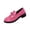Pink, variant on Womens Patent Faux Leather Chain Loafers Low Heel Slip On Comfort Casual Dress Shoes Black,Size 5.5