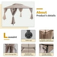 thumbnail image 6 of Gazebo with Netting, 13 x 10ft Patio Canopy Tent With Double Roof And Detachable Mosquito Net, Gazebos and Canopies for Lawn Garden Backyard and Deck, Khaki, 6 of 6