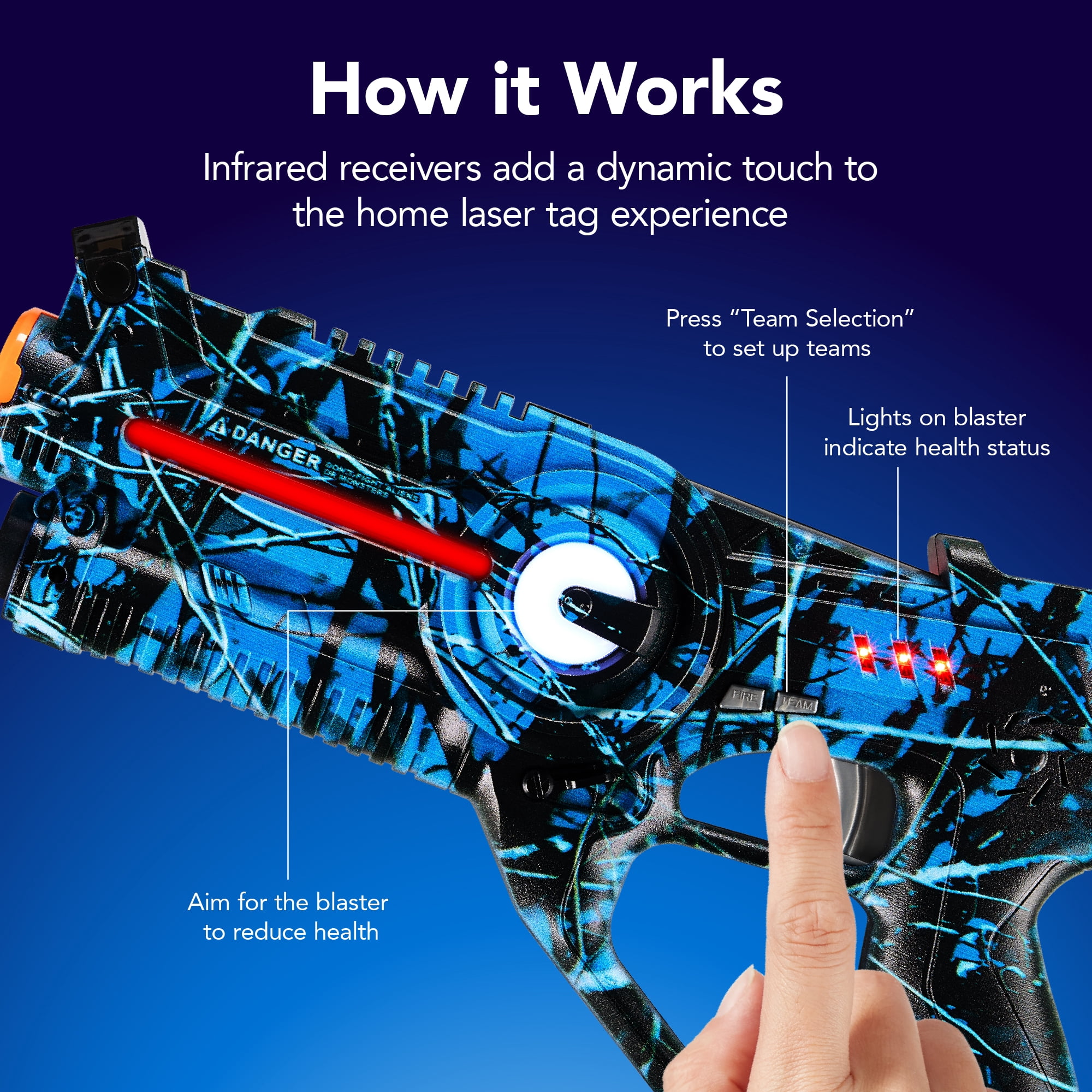 Best Choice Products Rechargeable Laser Tag Set 4 Pack, No Vest Needed, Kids Adults Game - Graffiti Red/Blue/Green/Yellow