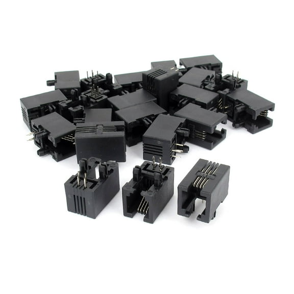 22 x PCB Mount Right Angle Pins RJ11 4P4C Modular Telephone Jack Socket Networking Cables