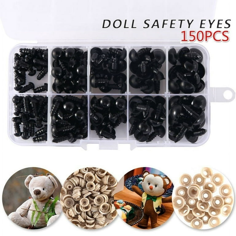 100pcs 4in1 Plastic Doll Eyes Nose DIY Safety Black Colorful Craft Durable  Washer Kit Sewing For Teddy Bear Dolls Felting Stuffed Toys Plush Animal Toy  Puppet Making
