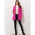 thumbnail image 3 of Abrigo de invierno medio largo informal de negocios abotonado con cuello vuelto para mujer Rosa Caliente L, 3 of 6