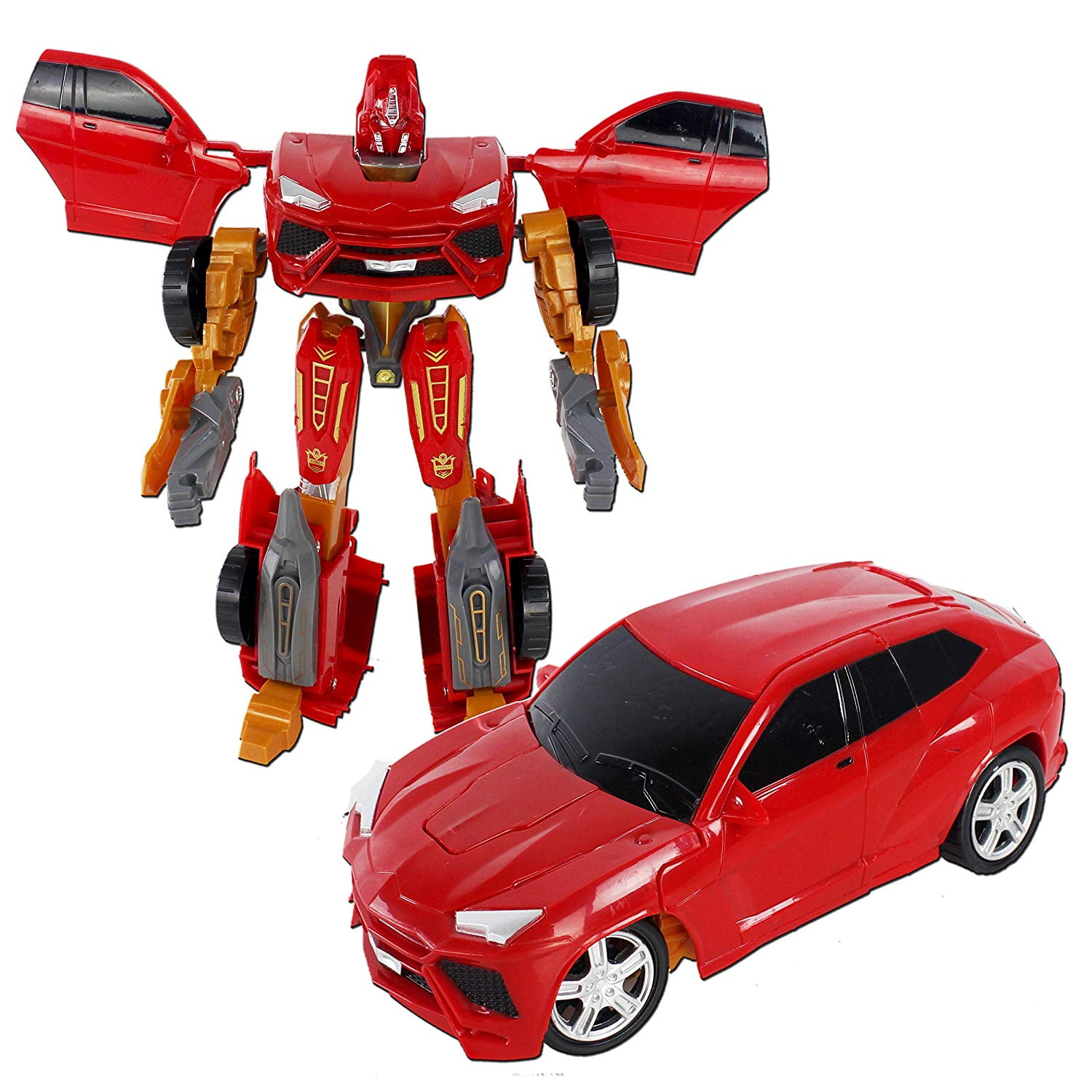 Children's Fun Interactive Pretend Play Fighting Against Crimes Super Transforming Robot Car Toy