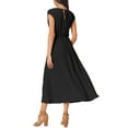 thumbnail image 3 of INSPIRE CHIC Women's Dress Cap Sleeves Wrap V Neck Flowy Ruffle Pleated Casual with Belt Midi Dresses M Black, 3 of 5