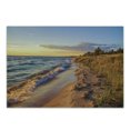 thumbnail image 1 of Coastal Cutting Board, Sandy Calm Beach Ocean Waves Tranquil Seashore Setting Sun, Decorative Tempered Glass Cutting and Serving Board, Small Size, Pale Yellow Pale Brown, by Ambesonne, 1 of 1