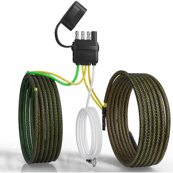 4-Pin 5-Wire Trailer Wiring Harness, 22FT, for Reconnecting Both Tail Lights Pure Copper Wishbond Trailer Light Kit 4-Way Flat 5-Wire Plug with Nylon Mesh Tubing Protection