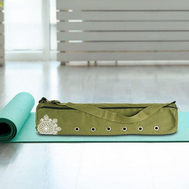 Colaxi Yoga Mat Bag Carrying Pouch Wear Resistant Practical Breathable Pilates Yoga Mat Storage Bag Exercise Canvas Full Zip Gym Bag Green