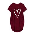 thumbnail image 4 of Robes pour Femmes 2024 Été Ample Décontractée Imprimé Amour Robe Manches Courtes Col en V Robe 50 % de Réduction!, 4 of 5