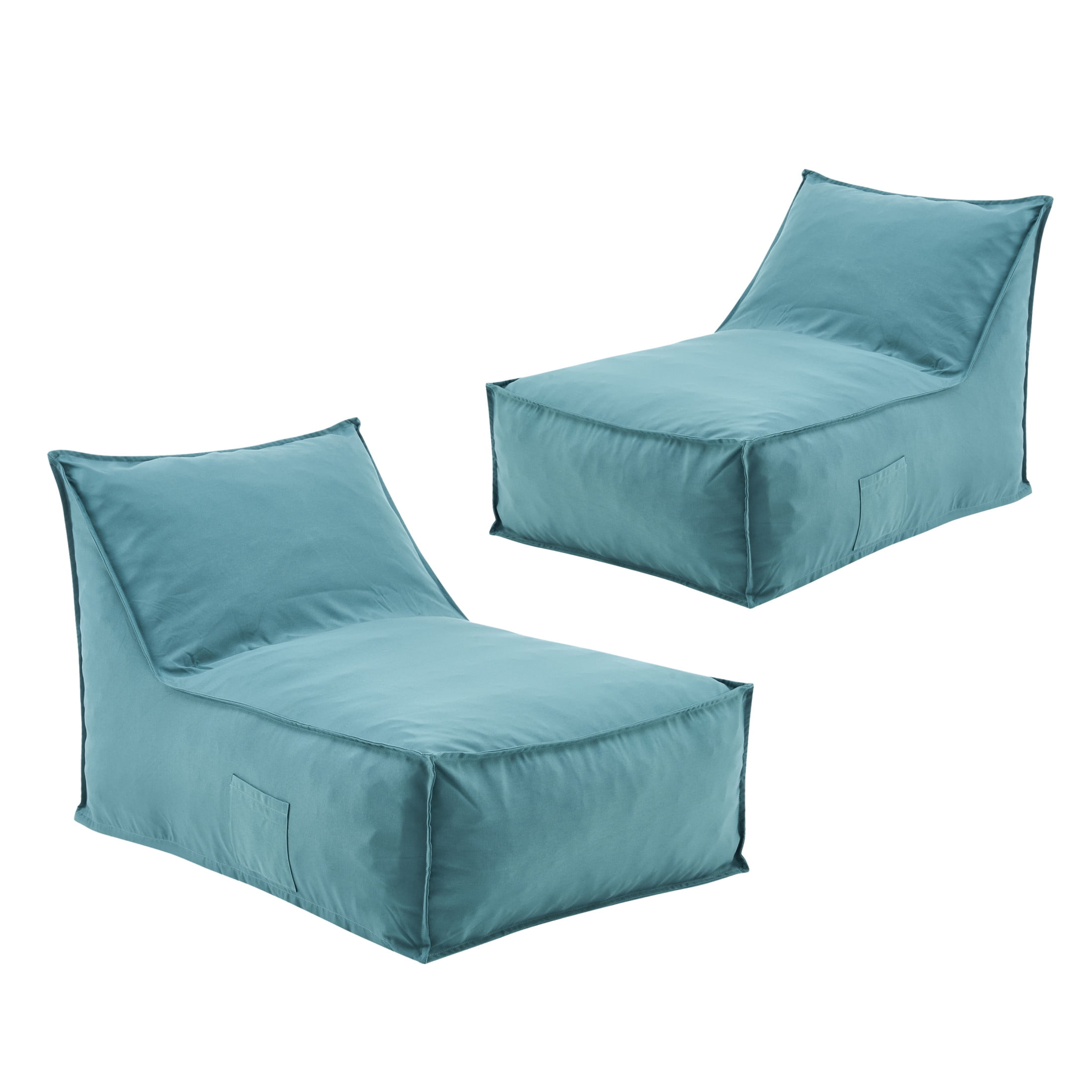 Christopher Knight Home 48" Outdoor Bean Bag Lounge Chair, Plush Foam Filled, Patio Garden Seating, Teal, Set of 2