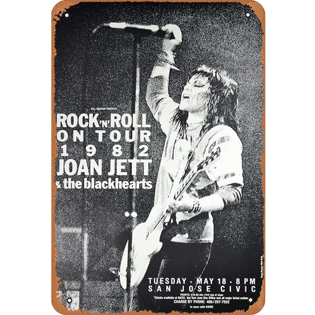 Placa de Metal Vintage Wdftyju Decoración de pintura Rectangular de guitarrista Joan Jett 20x30cm