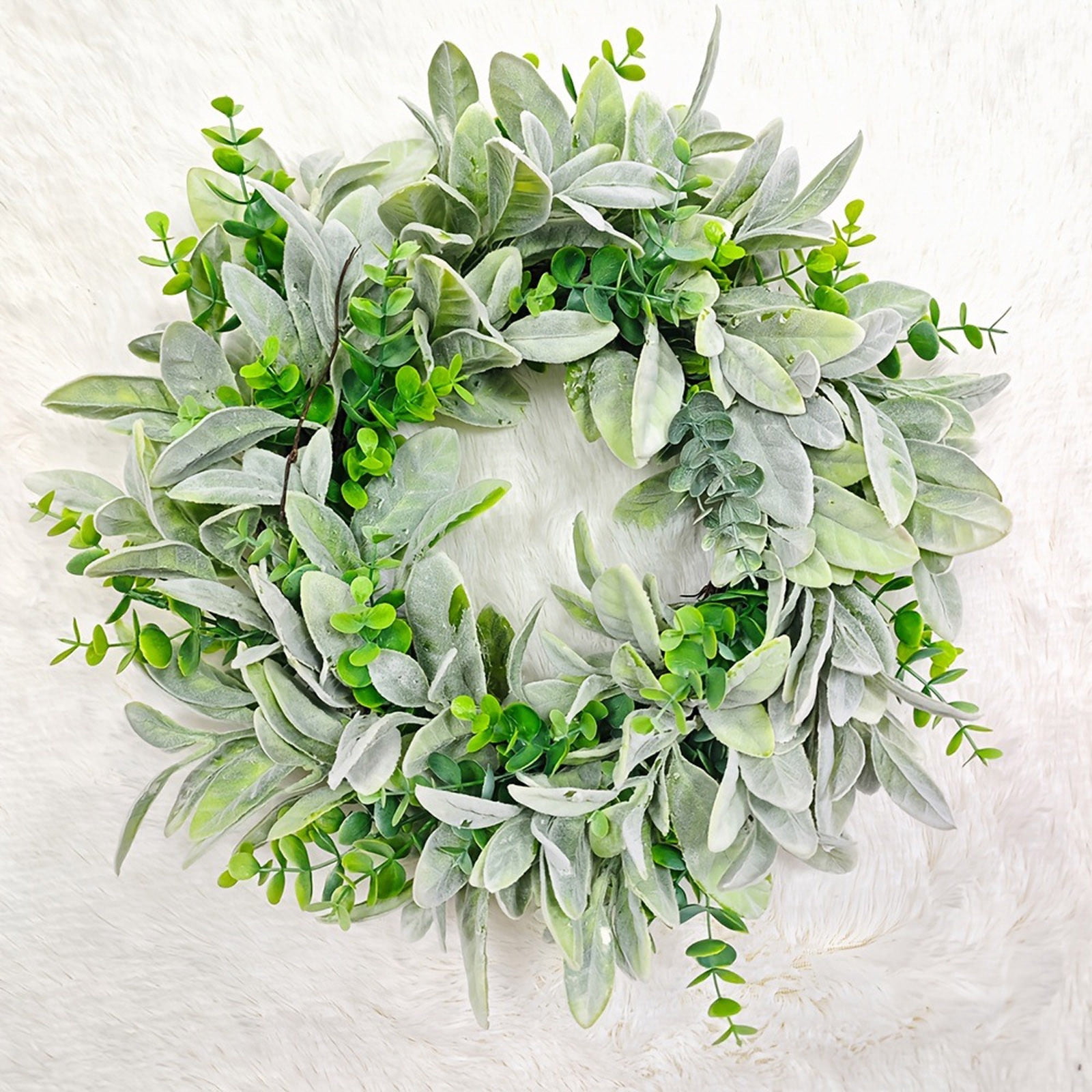 Eucalyptus Wreaths for Front Door 18Inch Spring Eucalyptus Wreath Green Greenery All Seasons Artificial Wreaths for Outdoor Outside Indoor Window Porch Home Farmhouse Hanging Decorations