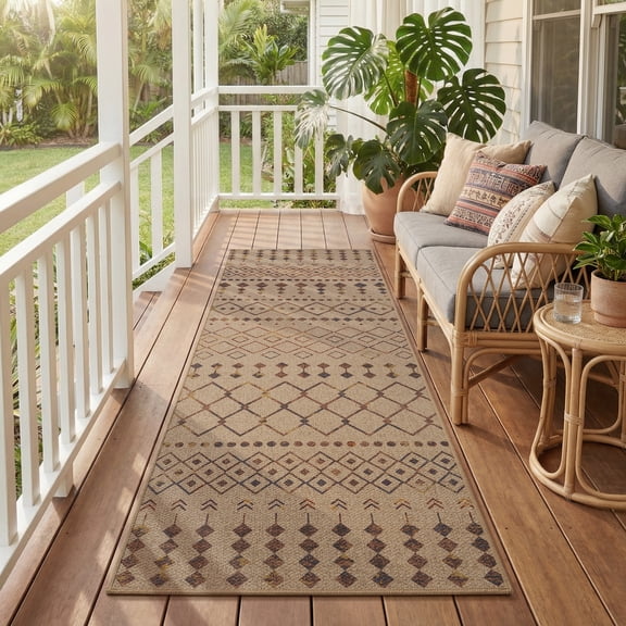VUNATE Outdoor Rugs Carpet 2'x6' Jute Rug Bohemian Tribal Washable Patio Rug Distressed Modern Braided Area Rugs Colorful Indoor Outdoor Rugs for Living Room Entryway Laundry Balcony