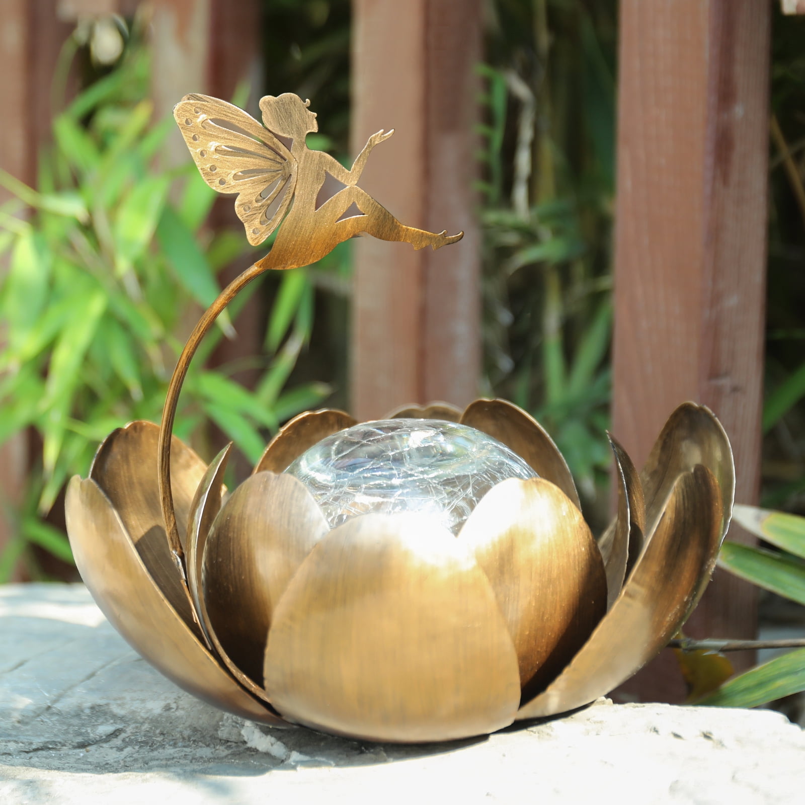 Wonder Garden Solar Lotus Light Decor Outdoor Fairy Garden Lights,Lotus Metal Flower Light for Pathway, Patio, Yard, Walkway