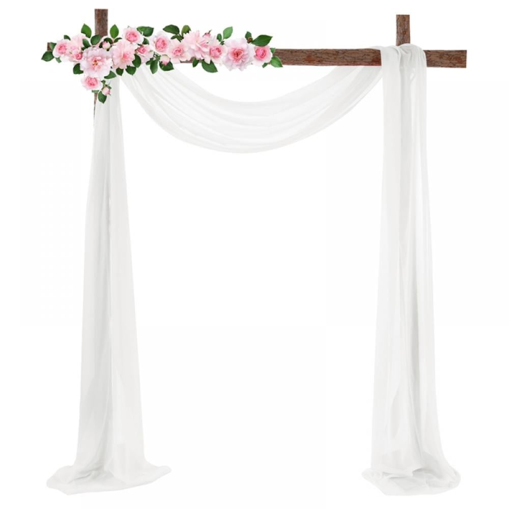Linen Purity Wedding Arch Outdoor Indoor White Sheer Backdrop 