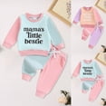thumbnail image 5 of Towmus Baby Boy Girl Fall Clothes Set Color Block Long Sleeve Letter Print Sweatshirt Pants Toddler Infant Outfits 12 18 24 Months 2T 3T, 5 of 5