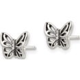 thumbnail image 2 of Sterling Silver Antiqued Cz Butterfly Post Earrings (7.86 X 9.11) Made In Thailand qe16560, 2 of 5