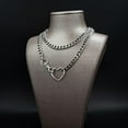 thumbnail image 3 of Gold Layered Necklaces for Women, Silver Cuban Slip Chain Heart O-ring Chunky Chain Necklace, 36 Inches Adjustable Lariat Heart Y-Necklace for Women and Men, Goth Jewelry Necklace, 3 of 7