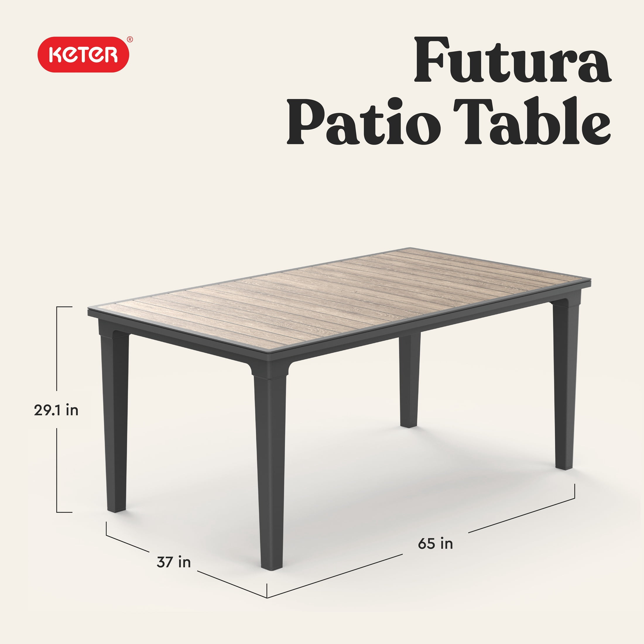 Keter Futura Table - Perfect for Outdoor Dining, Graphite
