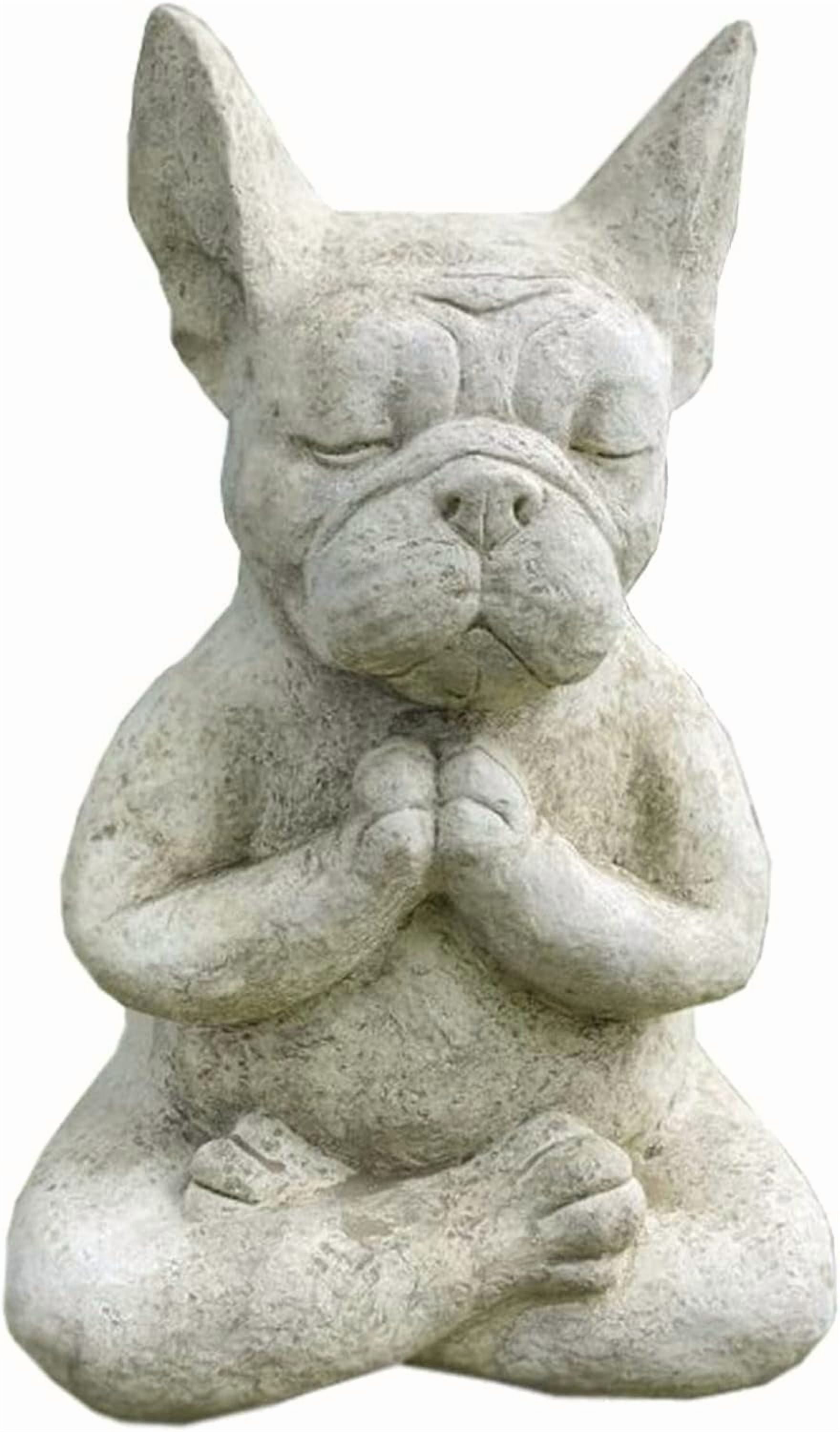 SLGHLSAHG Cute Yoga Pose Meditating French Bulldog Statue, Sitting Meditation Dog Sculpture Crafts Garden Decorations Figurine, Bulldog Ornament for Outdoor Indoor Lawn Home Decor Gifts (Dog) A31631