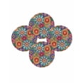 thumbnail image 7 of 13 Inch Round Placemats Set of 4, Boho Teal Flower Non Slip Heat Insulation PP Table Mats, Spring Bohemia Chic Red Yellow Floral Washable Place Mats for Kitchen Dining Party Table Decor, 7 of 7