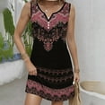thumbnail image 2 of Wxolcjlv Women Dresses New Summer Vintage Fashion Semi High V-Neck Top With Printed Dress Stylish Ladies Sundress, 2 of 9