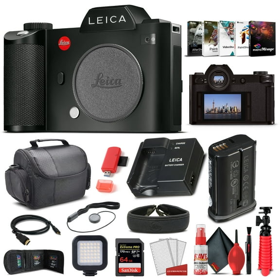 Leica SL (Typ 601) Mirrorless Digital Camera (10850)   64GB Extreme Pro Card   Corel Photo Software   LED Video Light   Card Reader   Case   Cleaning Set   HDMI Cable and More - Deluxe Bundle