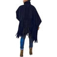 thumbnail image 2 of Top de flecos de manga larga con cuello alto para mujer Abrigo de poncho con borla de talla grande Xemadio HMFJ296-12, 2 of 7