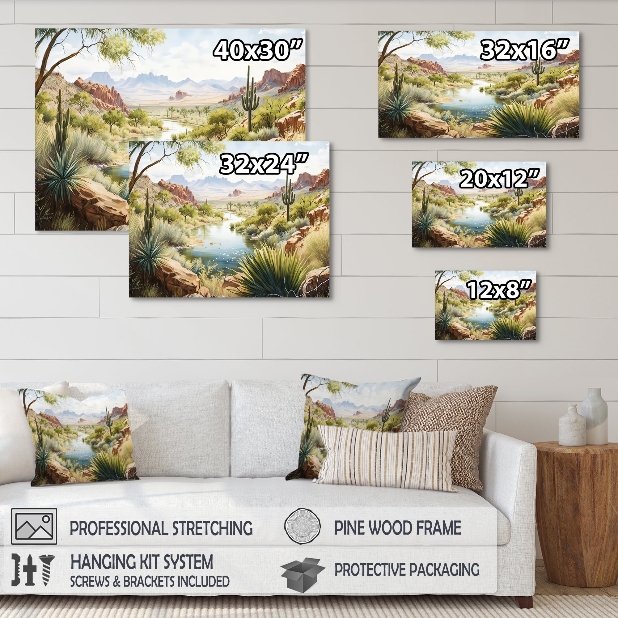 Designart Arizona Desert Creek Scenery I Canvas Wall Art