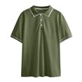 thumbnail image 4 of hoksml Mens Collared Shirts Short Sleeve Fitness Sporty Polos Shirt Fashionable Lapel Casual Loose Solid Color Button Top/Shirt Summer Comfortable Breathable Golf Shirts, 4 of 5