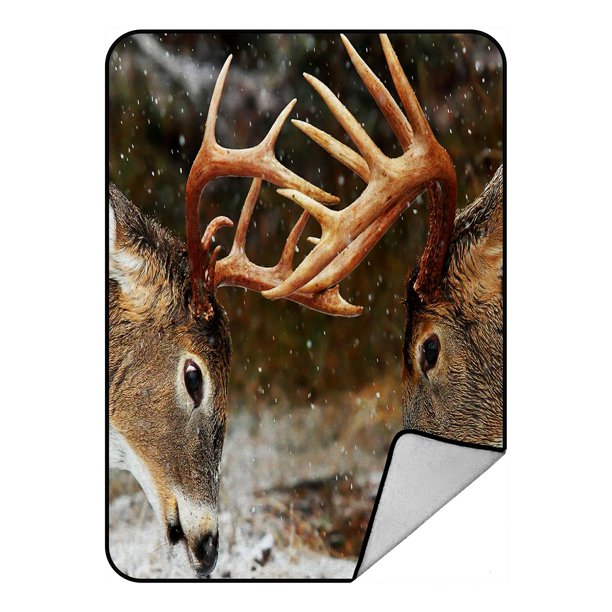 ZKGK Deer Blanket Crystal Velvet Front and Lambswool Sherpa Fleece Back