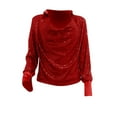 thumbnail image 5 of Aboser Sequin Tops for Women Evening Party Dressy Blouse Deep V Shirts Sparkle Long Sleeve Shirt Cocktail Night Shimmer Glitter Blouses, 5 of 6