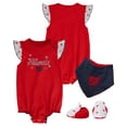 thumbnail image 2 of Girls Newborn & Infant Red Washington Nationals 3-Piece Home Plate Bodysuit Bib & Booties Set, 2 of 3