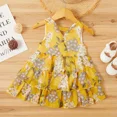 thumbnail image 2 of PatPat Girls Summer Dress Toddler Girl Floral Dresses Chiffon Layered Princess Sundress, Yellow,3 Years, 2 of 7