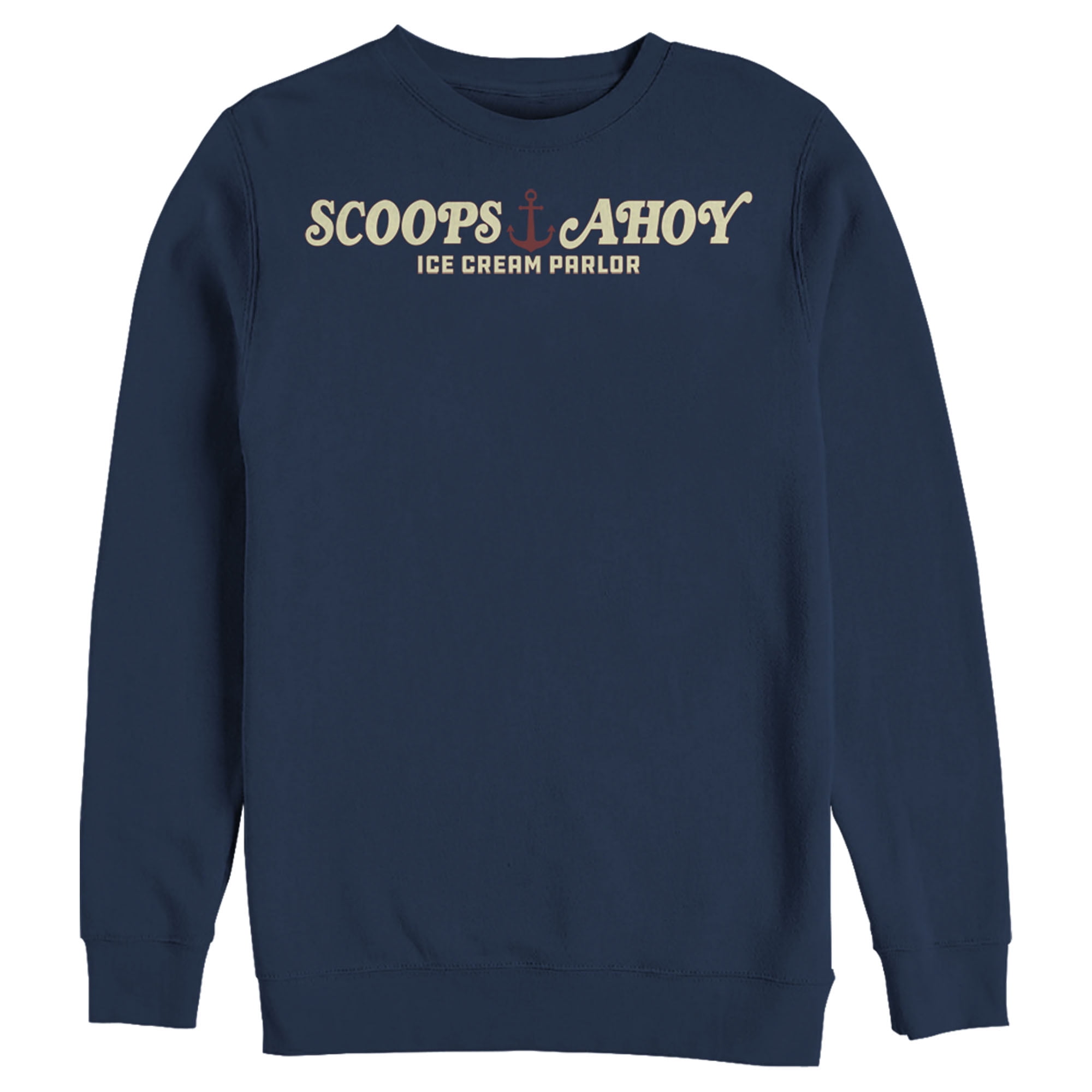 Men's Stranger Things Scoops Ahoy Nautical Logo Sweatshirt Navy Blue X Large