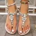 thumbnail image 2 of Flip Flop Dressy Sandals for Women 2025 Glitter Rhinestones Flats Elastic Ankle Strap Dress Sandals, 2 of 9